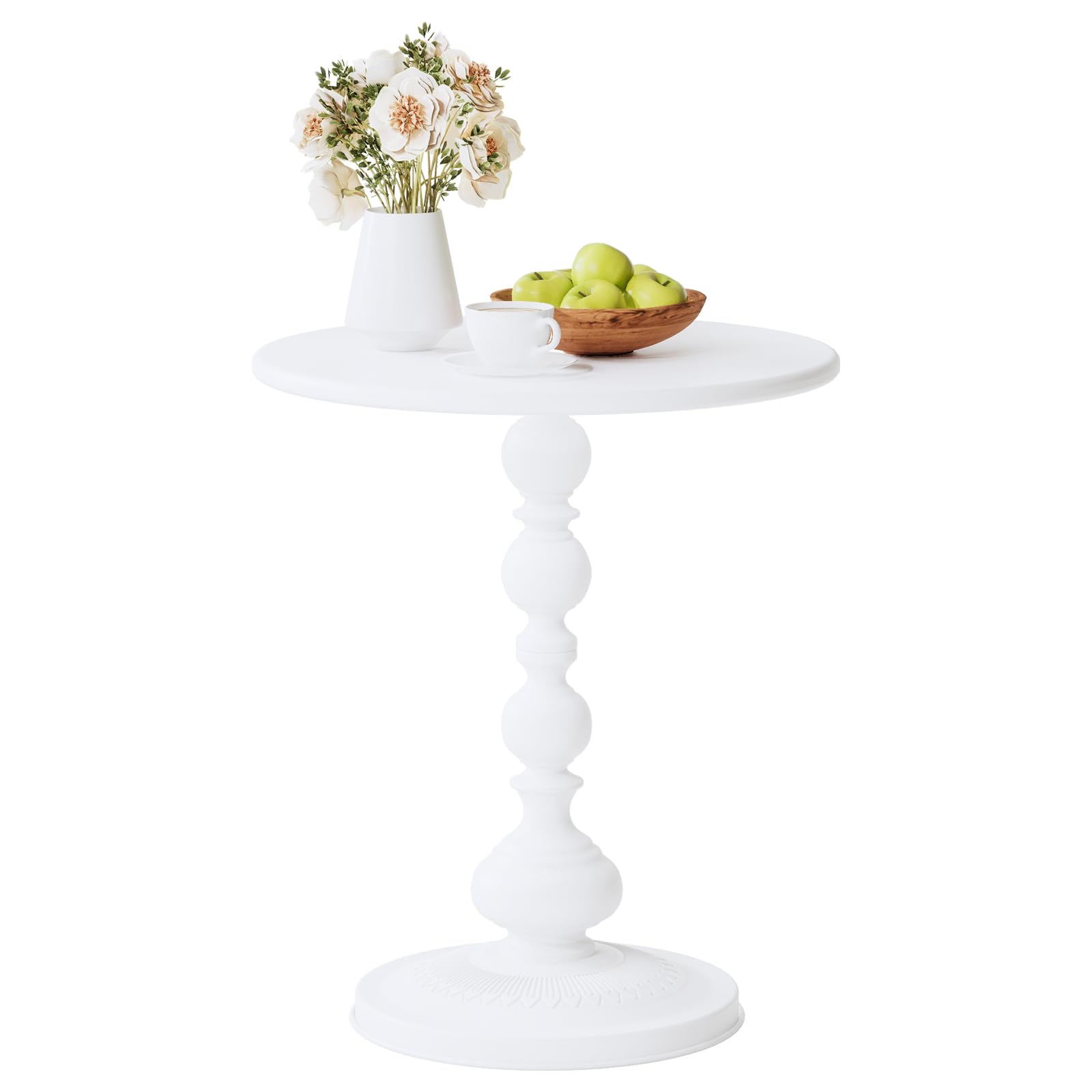 Metal Small Round Side End Table, Vintage Matte Coffee Drink Cocktail Table