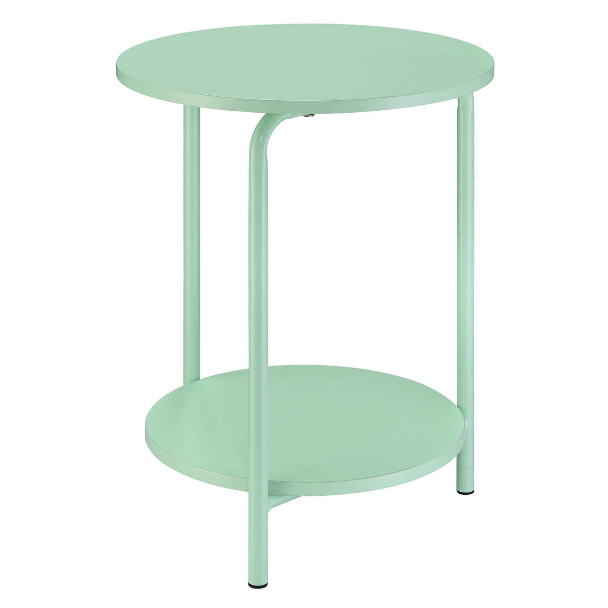 Home Furnishings Elgin 2-Shelf Round Metal Accent Table, Mint