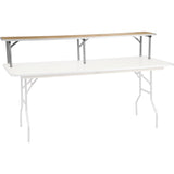 Amara 72" x 12" x 12" Birchwood Bar Top Riser with Folding Silver Legs