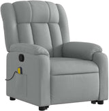 Up Power Lift Armchair - Light Gray Massage Recliner - Manual Adjust, Vibration Function, Fabric, Solid Frame