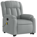 Up Power Lift Armchair - Light Gray Massage Recliner - Manual Adjust, Vibration Function, Fabric, Solid Frame