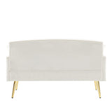 Upholstered Velvet Loveseat Sofa, Modern Small Sofa Couch with Side Pocket and Golden