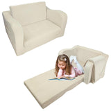 Kids Foam Couch with Blanket, Pre-Assembled Toddlers 2-in-1 Convertible Sofa