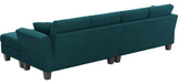 Velvet Sectional Couch L Shaped Sofa 4 Seater Sofa with Chaise L-Shaped