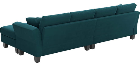 Convertible Sectional Couch Velvet L Shaped Sofa 4 Seat Sofa with Chaise L-Shaped Couches Reversible Sectional Sofa Peacock Blue