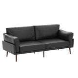 Black Upholstered Sofa, Faux Leather Sofa Couch, 72 Inch Black Couch for Living Room