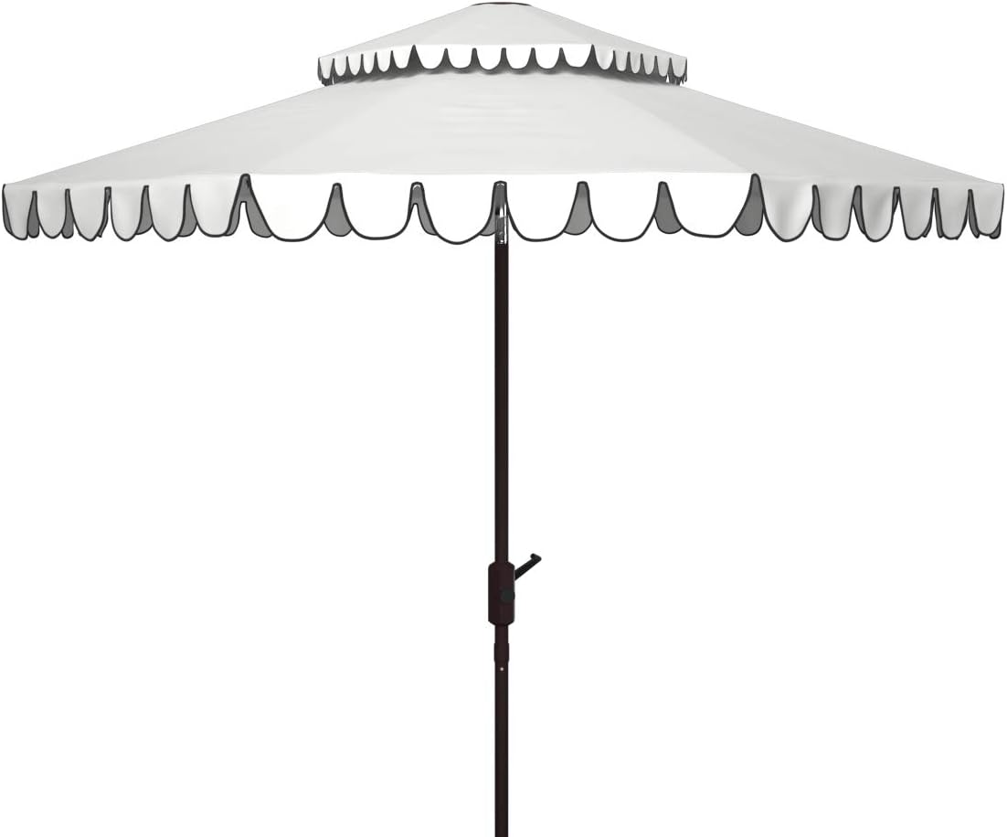 Outdoor Venice White and Black 9-foot Round Double Top Crank UV Protected Umbrella