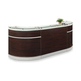 Modern Reception Desk with Counter Front Desk Retail Checkout Counter Office Lobby Salon Store Curved 110" W x 32" D Mahogany