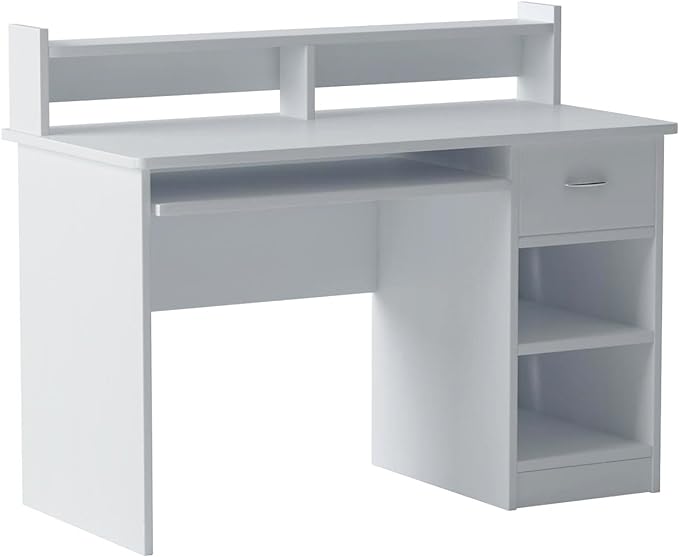 Essential Computer Desk, Hutch with Pull-Out Keyboard, Black