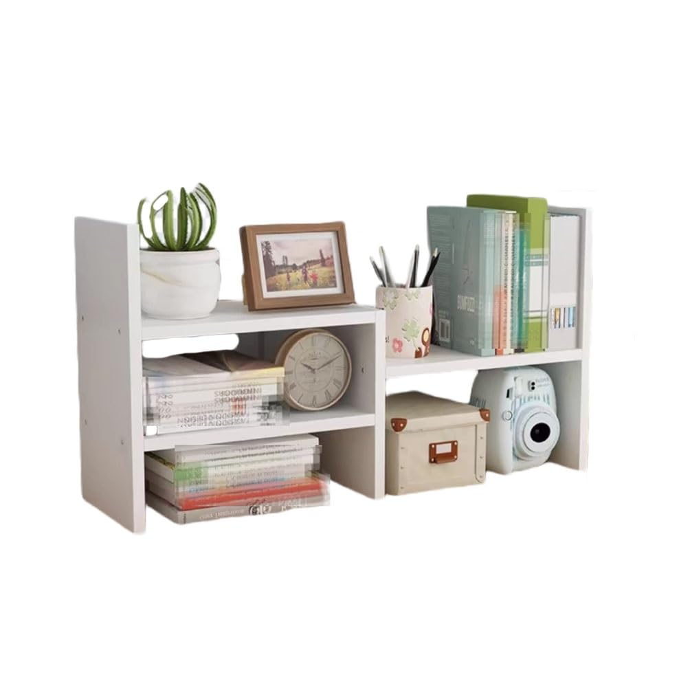SHADAOYU Multi-Functional Desk Bookcase, Small Lightweight Desktop Organiser, Desktop Shelf Rack, Desk File Organiser, Freestanding Desk Shelf for Storage and Organisation