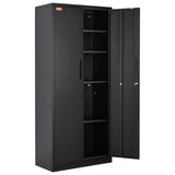 Metal Storage Cabinet, Steel Locking Storage Cabinet with 2 Magnetic Doors and