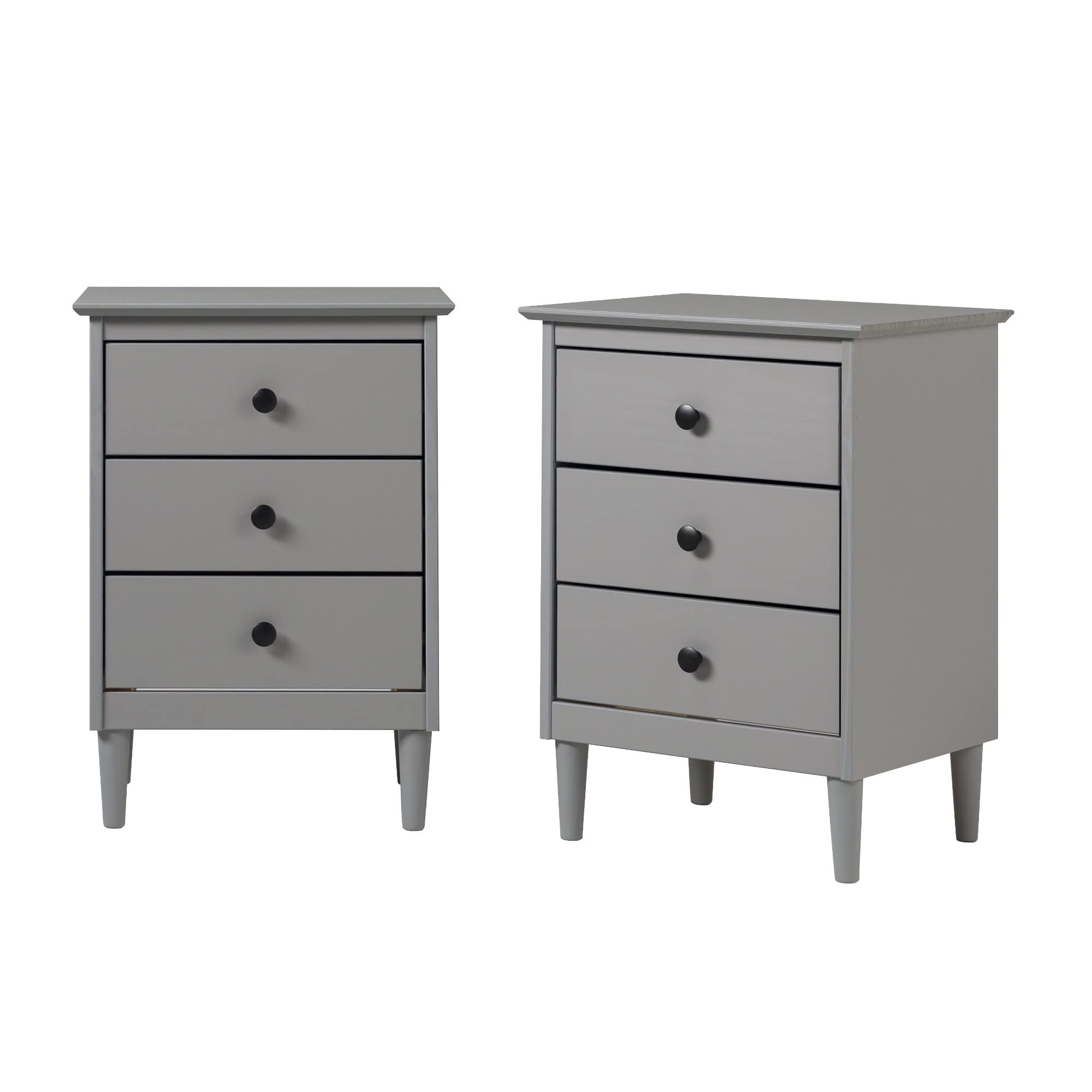 Myron Modern 3-Drawer Nightstands, Set of 2, Grey