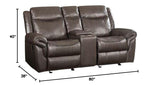 Motion Loveseat with Console and USB Port in Brown Leather Aire