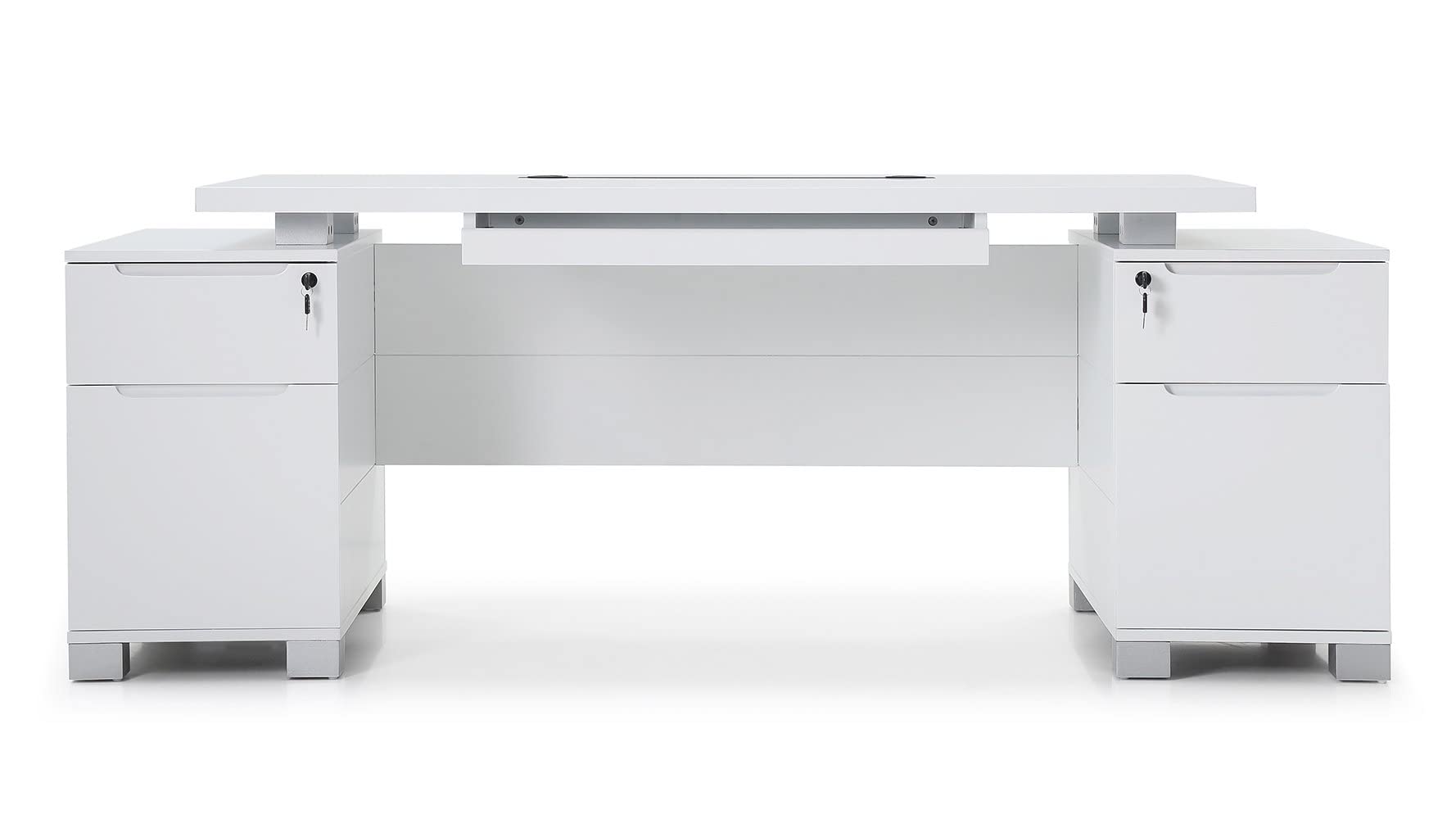 Furniture 79" Modern Ford Executive Desk with Filing Cabinets -
