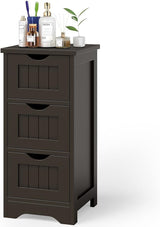 Bathroom Floor Cabinet - Small Bathroom Storage Cabinet with 3 Removable Drawers & Anti-Toppling Device,