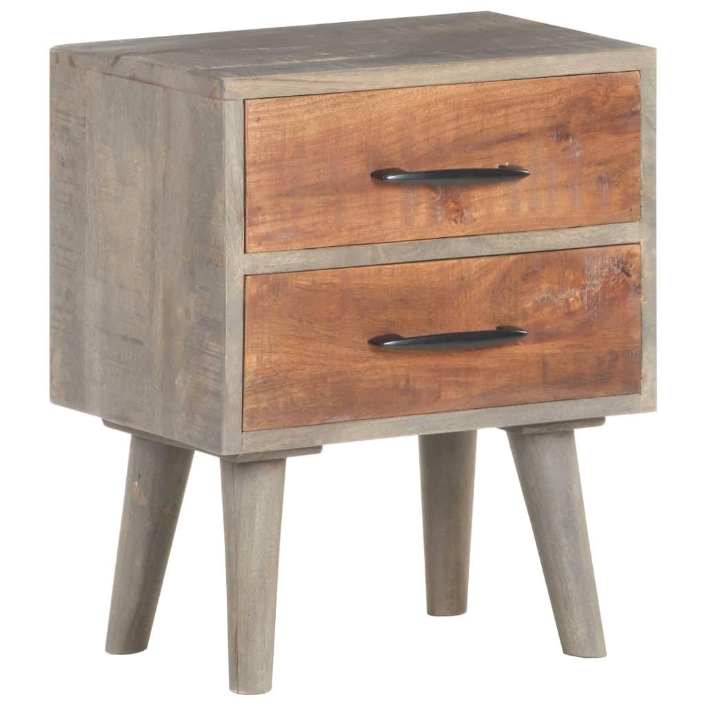 Solid Wood Bedside Cabinet - Rustic Gray Nightstand