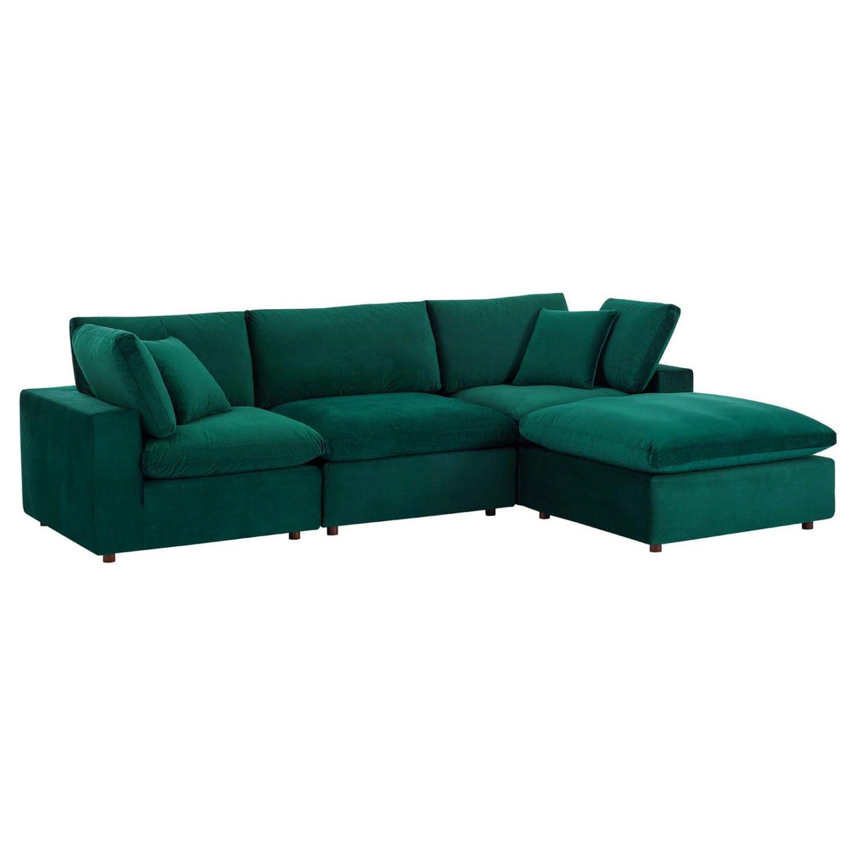 Commix Down-Filled Overstuffed Performance Velvet 4-Piece Sectional