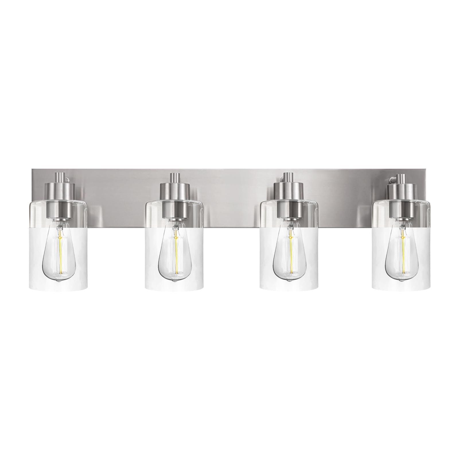 4-Light Bathroom Vanity Light Fixtures, Modern Bathroom Light Fixture with Clear Glass
