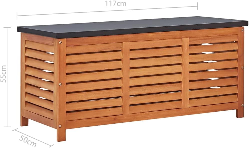 Rustic Solid Eucalyptus Garden Storage Box 46.1X19.7X21.7 in Indoor Outdoor