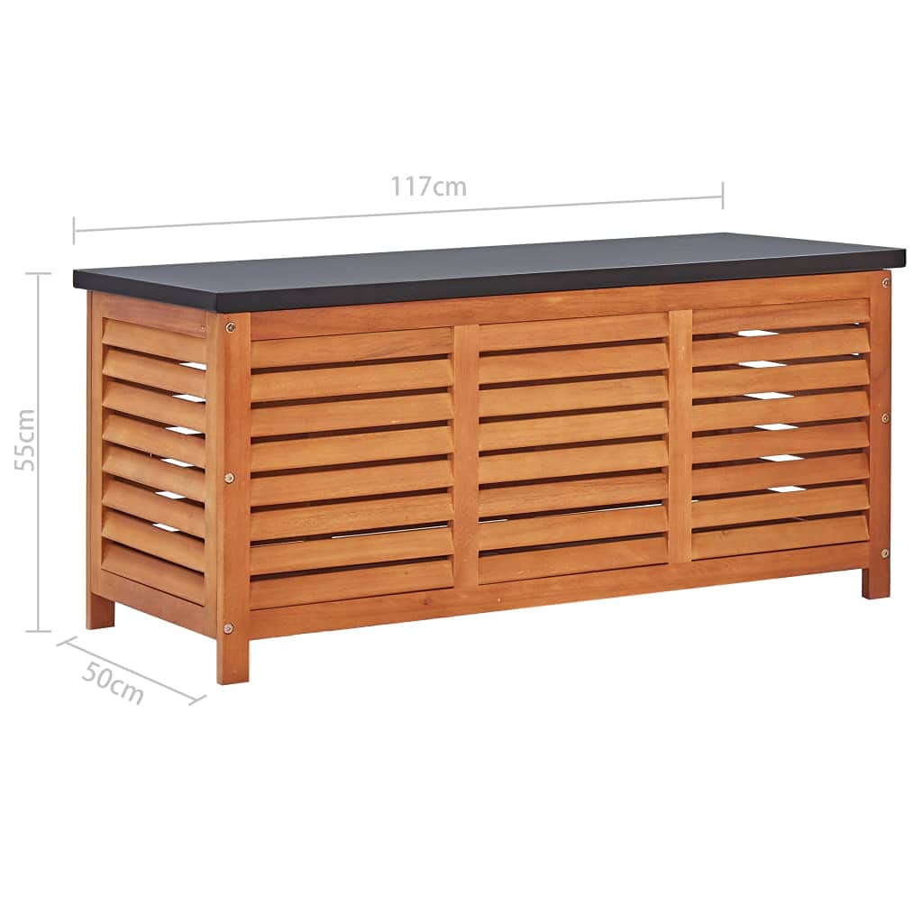 Rustic Solid Eucalyptus Garden Storage Box 46.1X19.7X21.7 in Indoor Outdoor