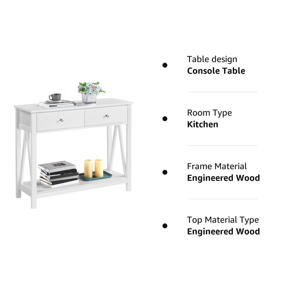 Console Table with Drawer, Wood Entryway Table with Storage Shelves, Sofa Table