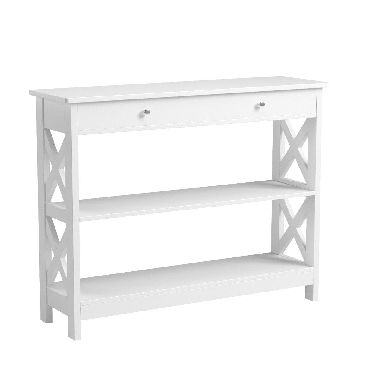 Console Table with Drawer, 3-Tier Entryway Table with Storage Shelves,