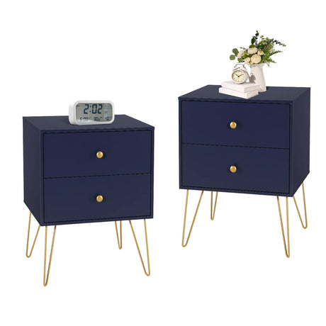 Set of 2 20'' Nightstands Bedside Table Large Sofa End Tables with Wide