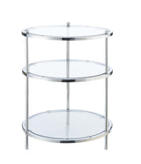 Royal Crest 3 Tier Round End Table, Chrome / Glass