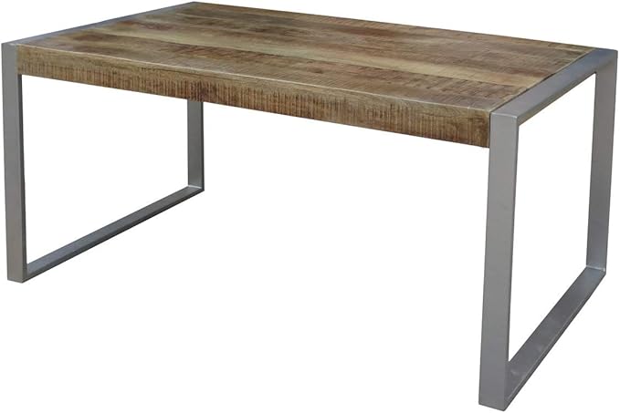 Timbergirl Reclaimed Wood Silver Metal Legs dining table, Brown