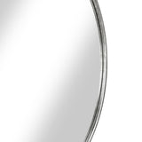 Contemporary Style Round Metal Framed Wall Mirror, Large, Silver