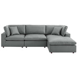 Modway Commix Down-Filled Overstuffed Vegan Leather 4-Piece Sectional Sofa