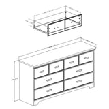 3 Piece Modern Bedroom Furniture Set - 8 Drawer Bedroom Dresser/Small Nightstand