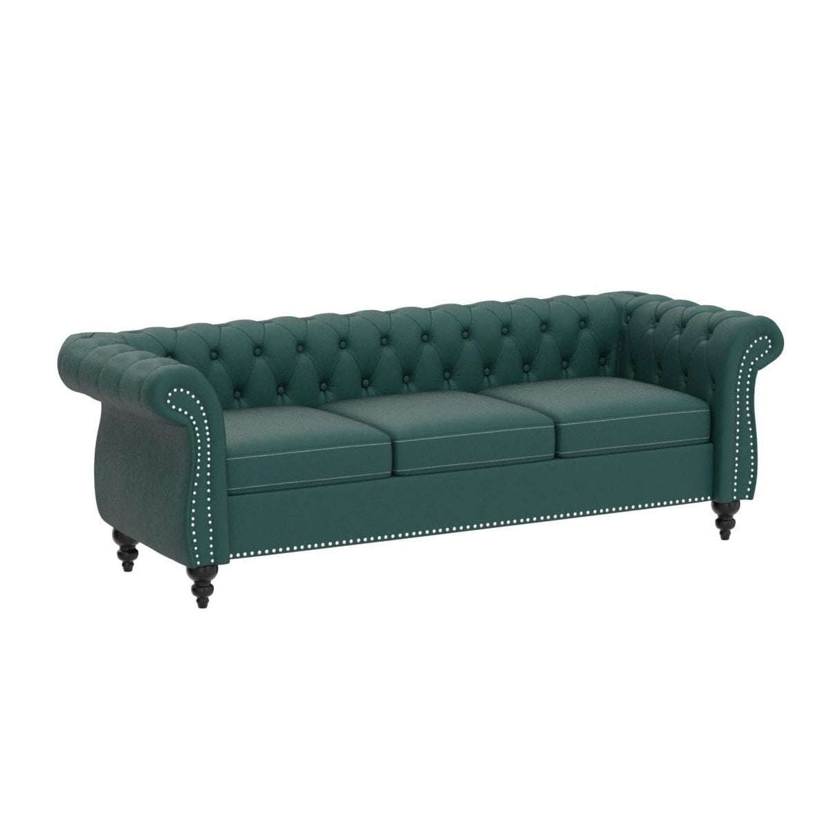 Chesterfield Classic Sofa, Modern Velvet 3 Seater Sofa, Upholstered Tufted Back Settee