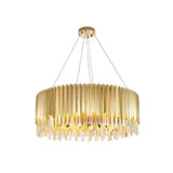 XINDAR 6 Lights Chandelier Light Fixture Luxury Crystal Pendant Lighting in Gold