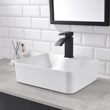 White Rectangle Ceramic Bathroom Vessel Sink - Dorzom 16x12 Inch Ceramic