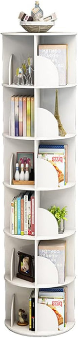 Rotatable Bookshelf White Bookcase Floor-to-Ceiling Multi-layershelves Multi-Layer White Bookshelves Office Storage Rack