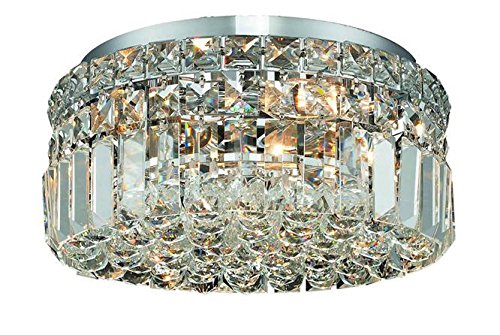 Elegant Lighting 2030F12C/RC Royal Cut Clear Crystal Maxim 4-Light, Single-Tier Flush Mount Crystal Chandelier, Finished in Chrome with Clear Crystals