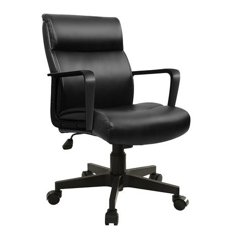 Black Leather Office Chair Mid Back Leather Desk Chair Modern Excutive Office Chair