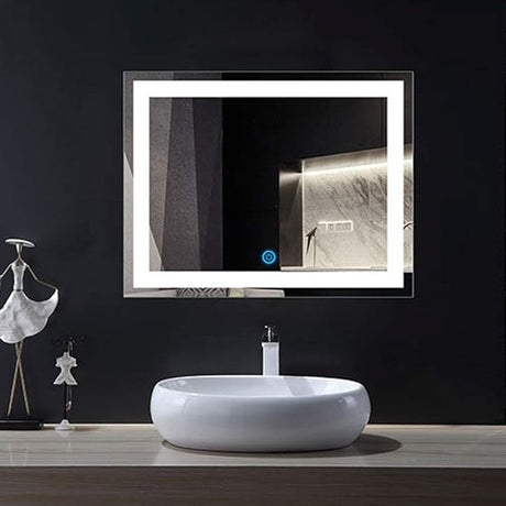 55 x 36 Inch LED Bathroom Backlit Mirror, Dimmable Lighted Bathroom Vanity Mirror