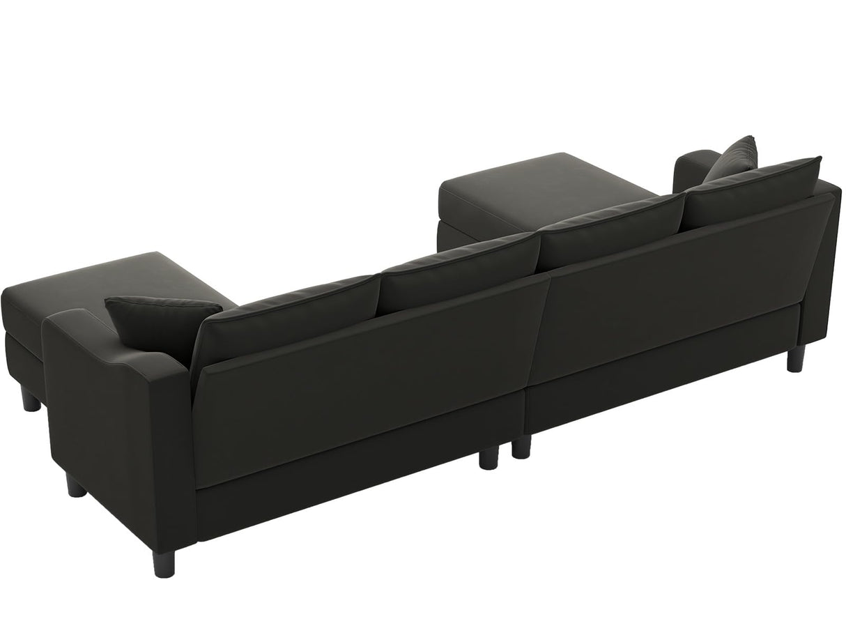 U Shaped Sectional Sofa Velvet Convertible Sofa with Reversible Chaises