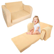 Kids Foam Couch with Blanket, Pre-Assembled Toddlers 2-in-1 Convertible Sofa