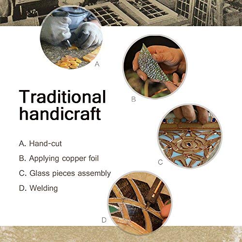 Baroque Tiffany Style Stained Glass Pendant Light - 17 Inch Red Handmade Shade