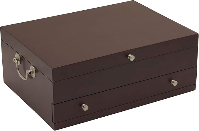 Felt Lined Flatware Storage Chest with Drawer,