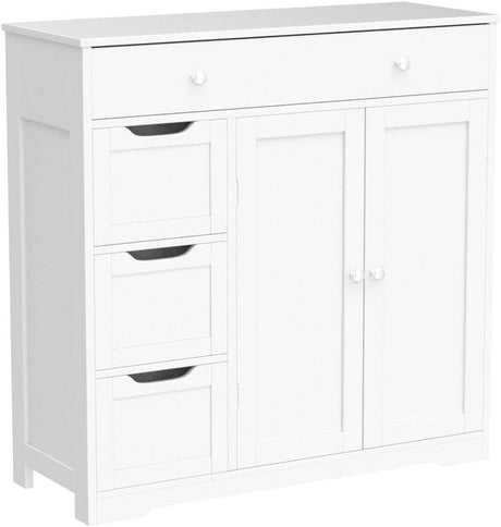 Bathroom Free-Standing Floor Cabinet, Practical Storage Cabinet with 4 Drawers