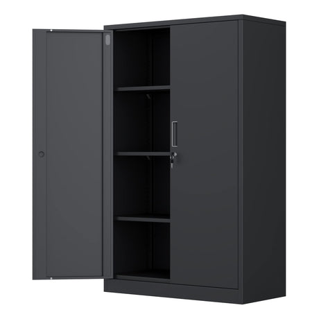 Metal Storage Cabinet with Locking Doors and 3 Adjustable Shelves