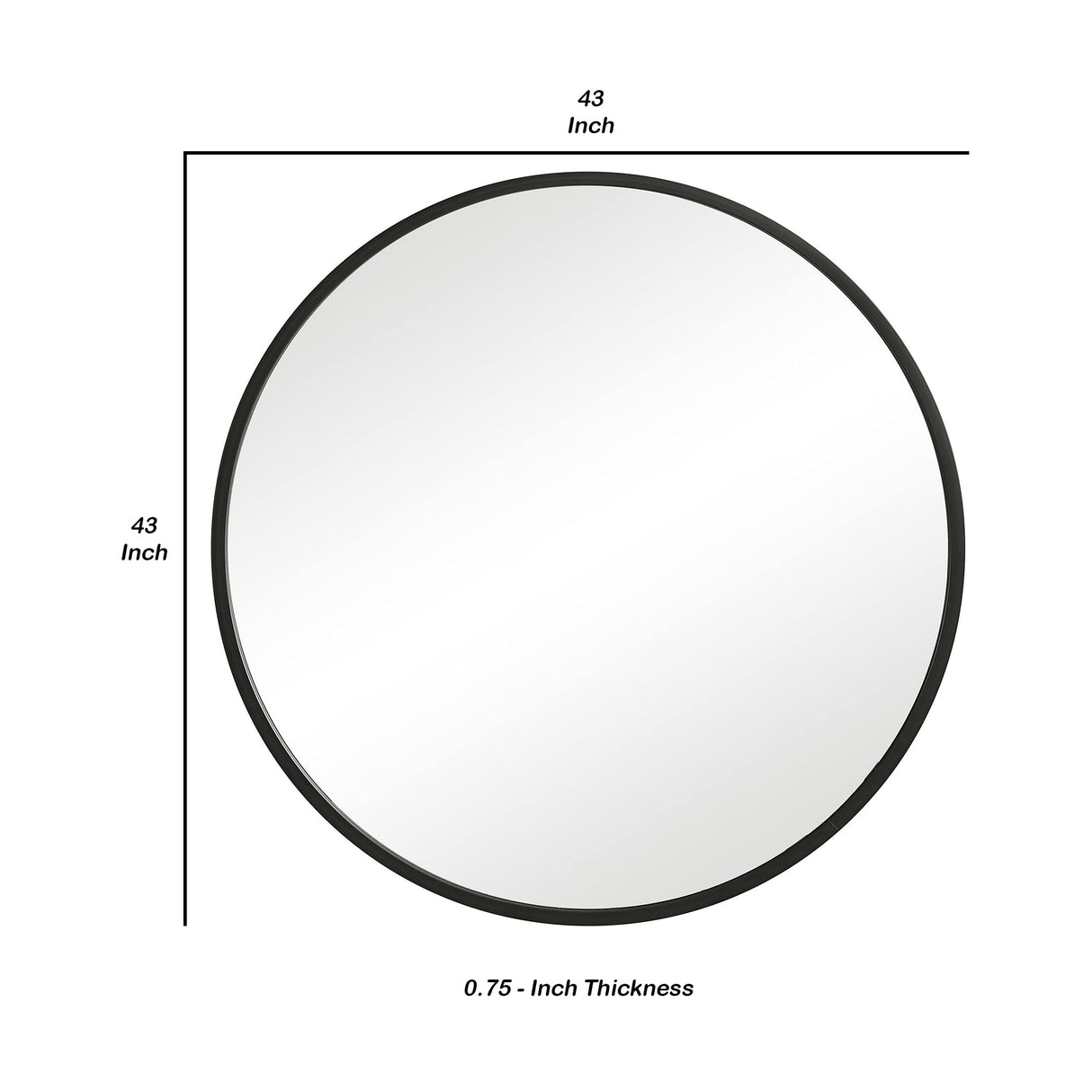 Round Shape Sleek Frame Mirror, Black