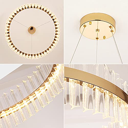 Clear Crystal LED Ceiling Chandelier Fixture Modern Golden Crystal Prism Pendant