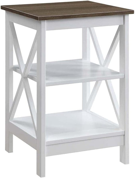 Oxford End Table with Shelves, Gray