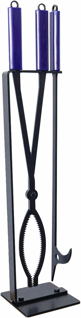 Fire Pit Tools Set with 28" Fire Poker and Log Tongs, Wrought Iron Fireplace Tools