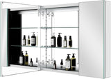 Aluminum Medicine Cabinet with 3 Doors Recessed or Surface Mount Large Bathroom